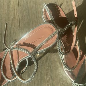 Silver rhinestone amina muaddi gilda heels size 39